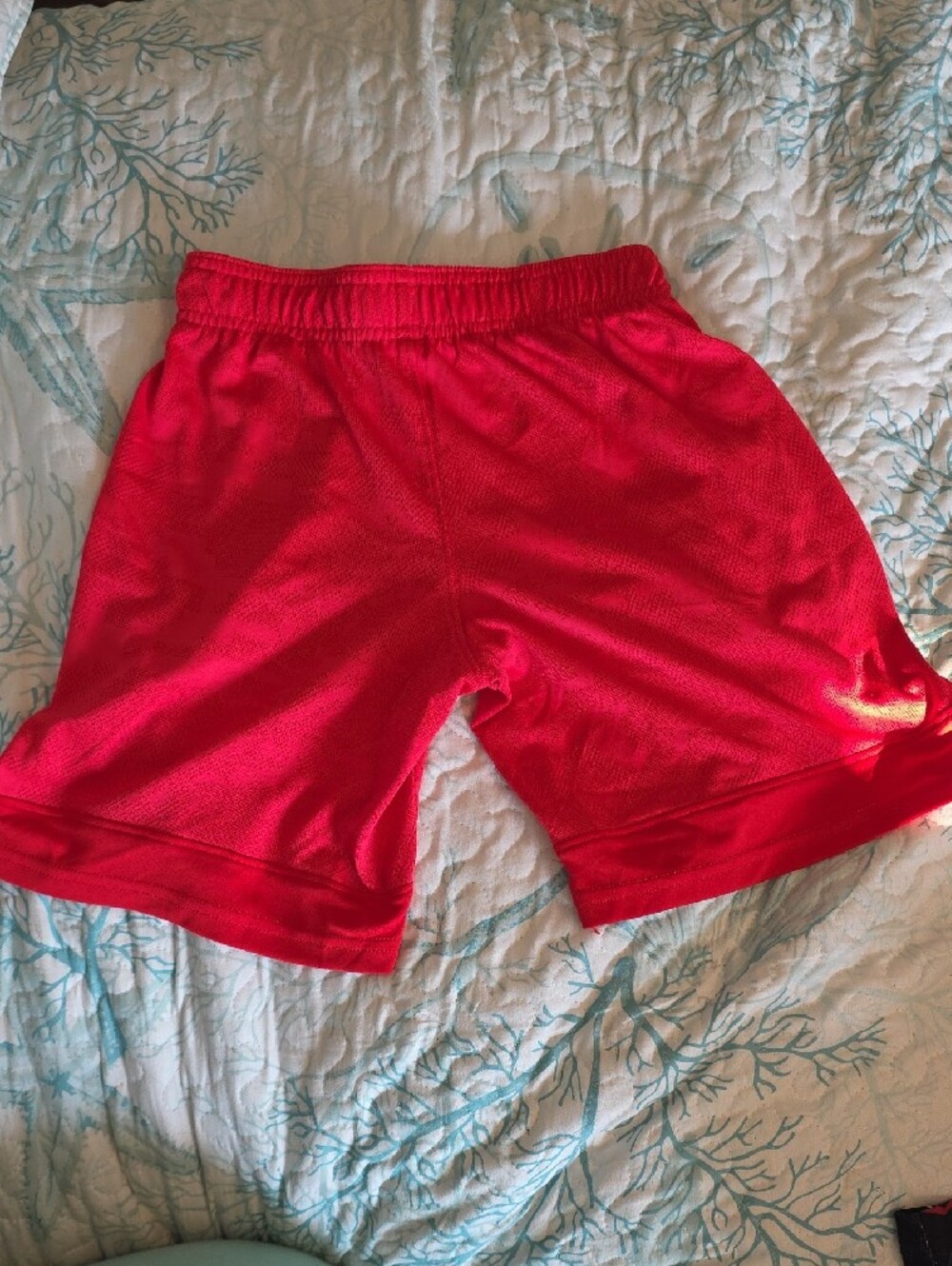 Under Armour (YSM) Red Kids' Athletic Shorts with Black Logo - Picture 2 of 3